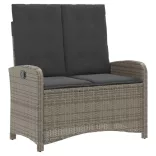 szürke polyrattan dönthető kerti pad párnával