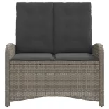szürke polyrattan dönthető kerti pad párnával