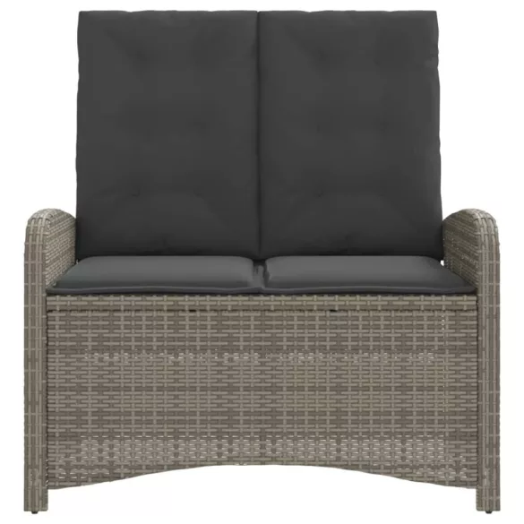 szürke polyrattan dönthető kerti pad párnával