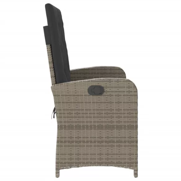 szürke polyrattan dönthető kerti pad párnával