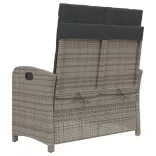 szürke polyrattan dönthető kerti pad párnával