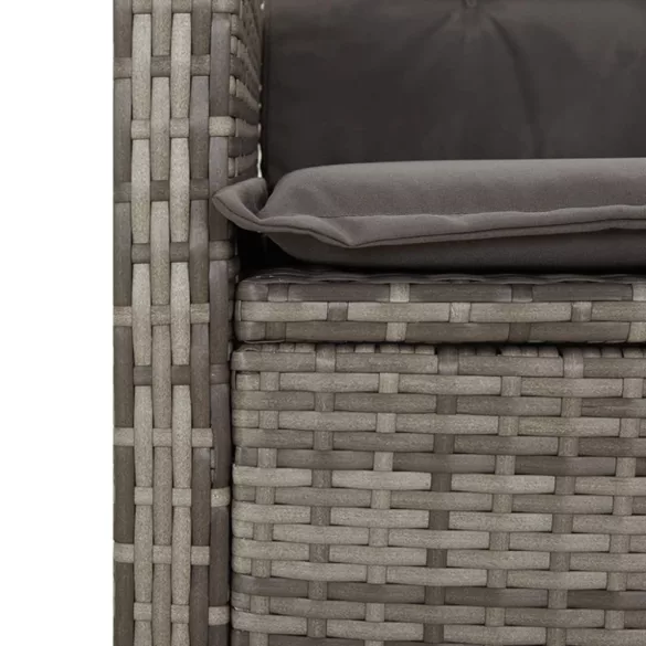szürke polyrattan dönthető kerti pad párnával
