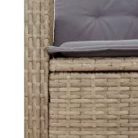 bézs polyrattan dönthető kerti pad párnával