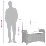 bézs polyrattan dönthető kerti pad párnával