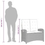 világosszürke polyrattan dönthető kerti pad párnával