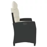 fekete polyrattan dönthető kerti pad párnával