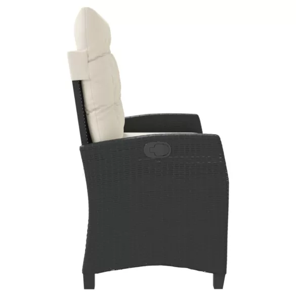 fekete polyrattan dönthető kerti pad párnával