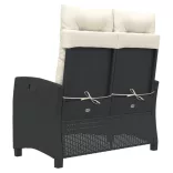 fekete polyrattan dönthető kerti pad párnával