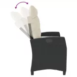 fekete polyrattan dönthető kerti pad párnával