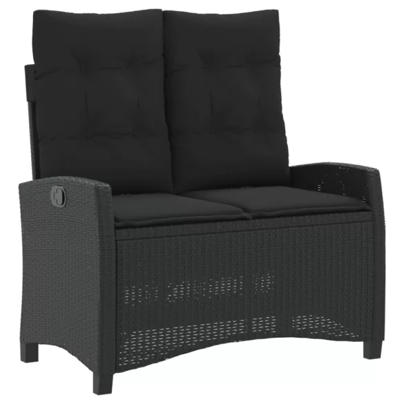 fekete polyrattan dönthető kerti pad párnával