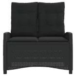 fekete polyrattan dönthető kerti pad párnával