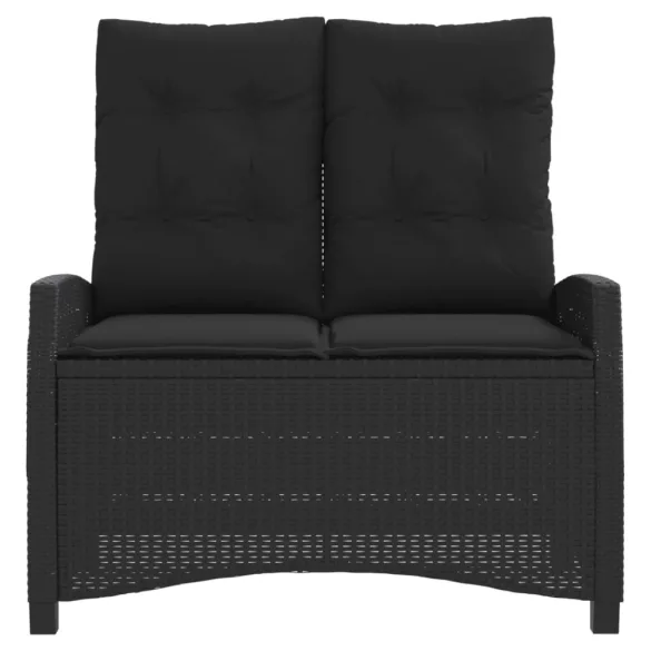 fekete polyrattan dönthető kerti pad párnával