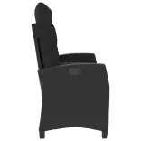 fekete polyrattan dönthető kerti pad párnával