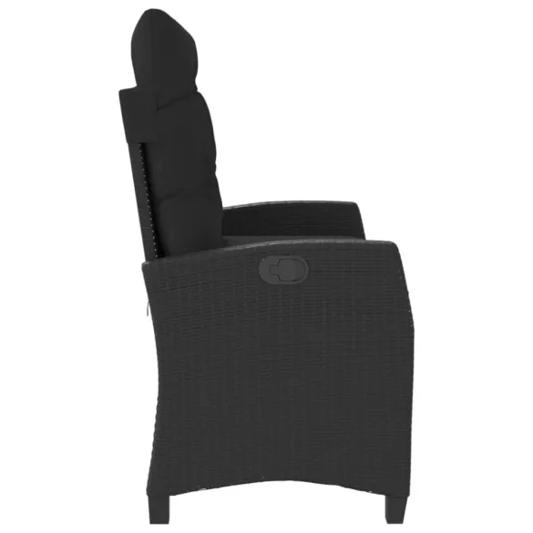fekete polyrattan dönthető kerti pad párnával