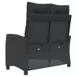 fekete polyrattan dönthető kerti pad párnával