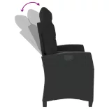 fekete polyrattan dönthető kerti pad párnával