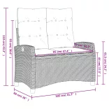 fekete polyrattan dönthető kerti pad párnával