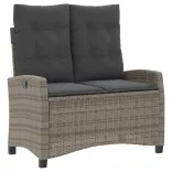 szürke polyrattan dönthető kerti pad párnával