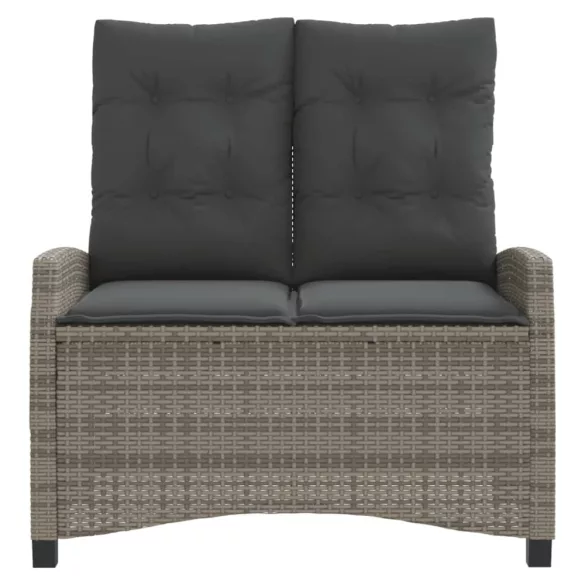 szürke polyrattan dönthető kerti pad párnával
