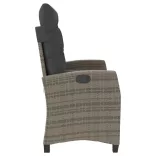 szürke polyrattan dönthető kerti pad párnával
