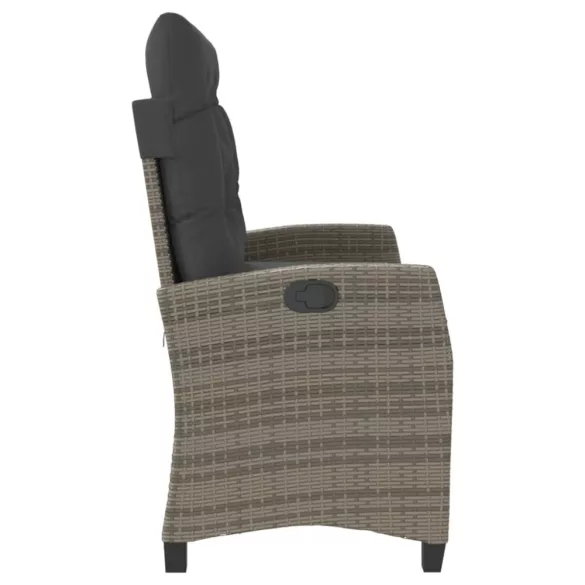 szürke polyrattan dönthető kerti pad párnával