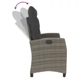 szürke polyrattan dönthető kerti pad párnával