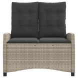 világosszürke polyrattan dönthető kerti pad párnával