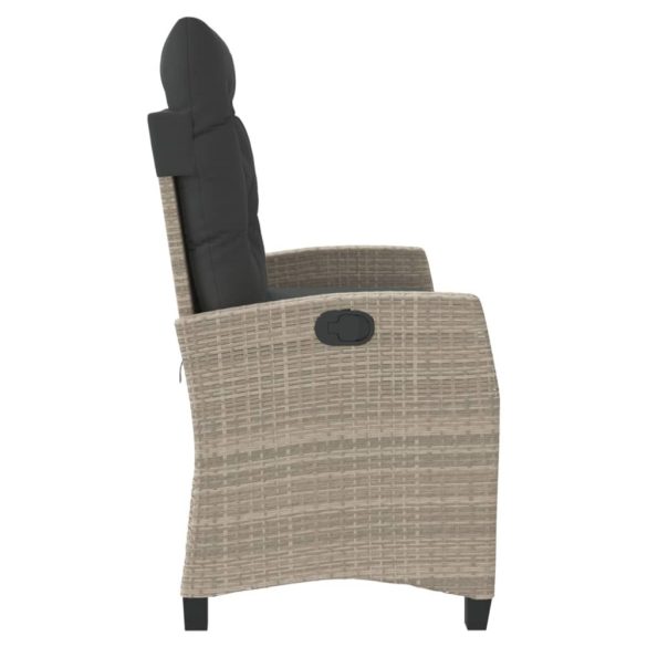 világosszürke polyrattan dönthető kerti pad párnával