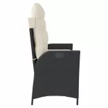 fekete polyrattan dönthető kerti pad párnával