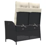 fekete polyrattan dönthető kerti pad párnával