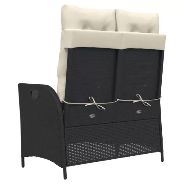 fekete polyrattan dönthető kerti pad párnával