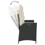 fekete polyrattan dönthető kerti pad párnával
