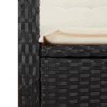 fekete polyrattan dönthető kerti pad párnával