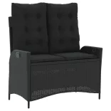 fekete polyrattan dönthető kerti pad párnával