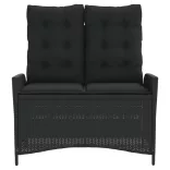 fekete polyrattan dönthető kerti pad párnával