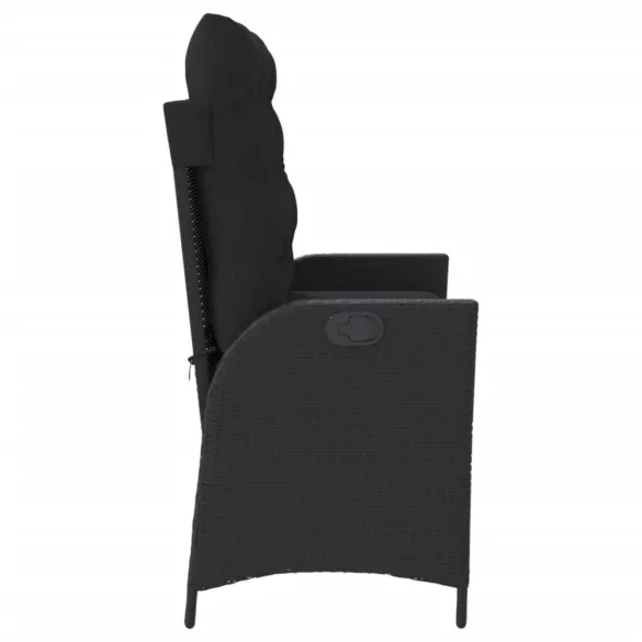 fekete polyrattan dönthető kerti pad párnával