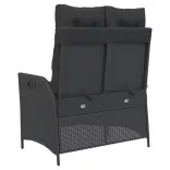 fekete polyrattan dönthető kerti pad párnával