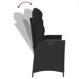 fekete polyrattan dönthető kerti pad párnával