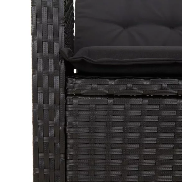 fekete polyrattan dönthető kerti pad párnával