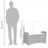 fekete polyrattan dönthető kerti pad párnával