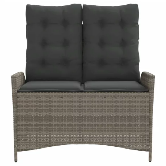 szürke polyrattan dönthető kerti pad párnával