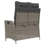 szürke polyrattan dönthető kerti pad párnával
