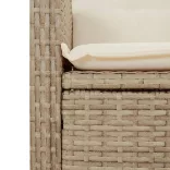 bézs polyrattan dönthető kerti pad párnával