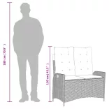 bézs polyrattan dönthető kerti pad párnával