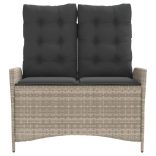 világosszürke polyrattan dönthető kerti pad párnával