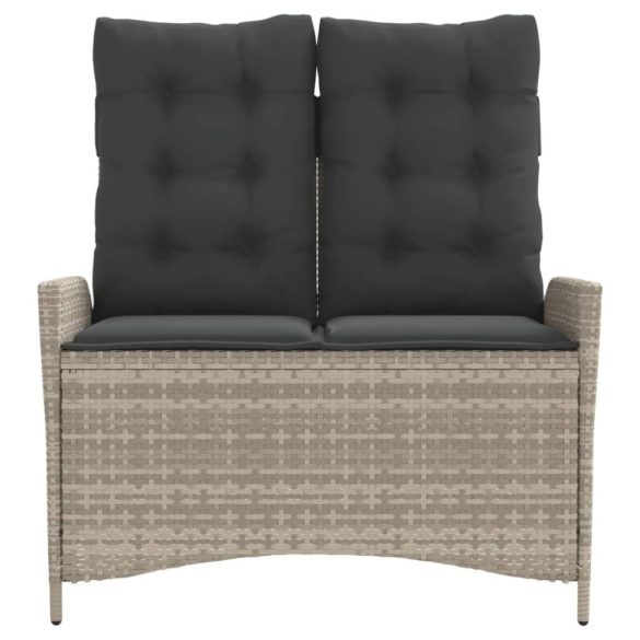 világosszürke polyrattan dönthető kerti pad párnával