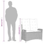 világosszürke polyrattan dönthető kerti pad párnával