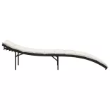 fekete polyrattan napozóágy párnával 55x199x50 cm