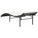 fekete polyrattan napozóágy párnával 55x199x50 cm