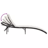 fekete polyrattan napozóágy párnával 55x199x50 cm